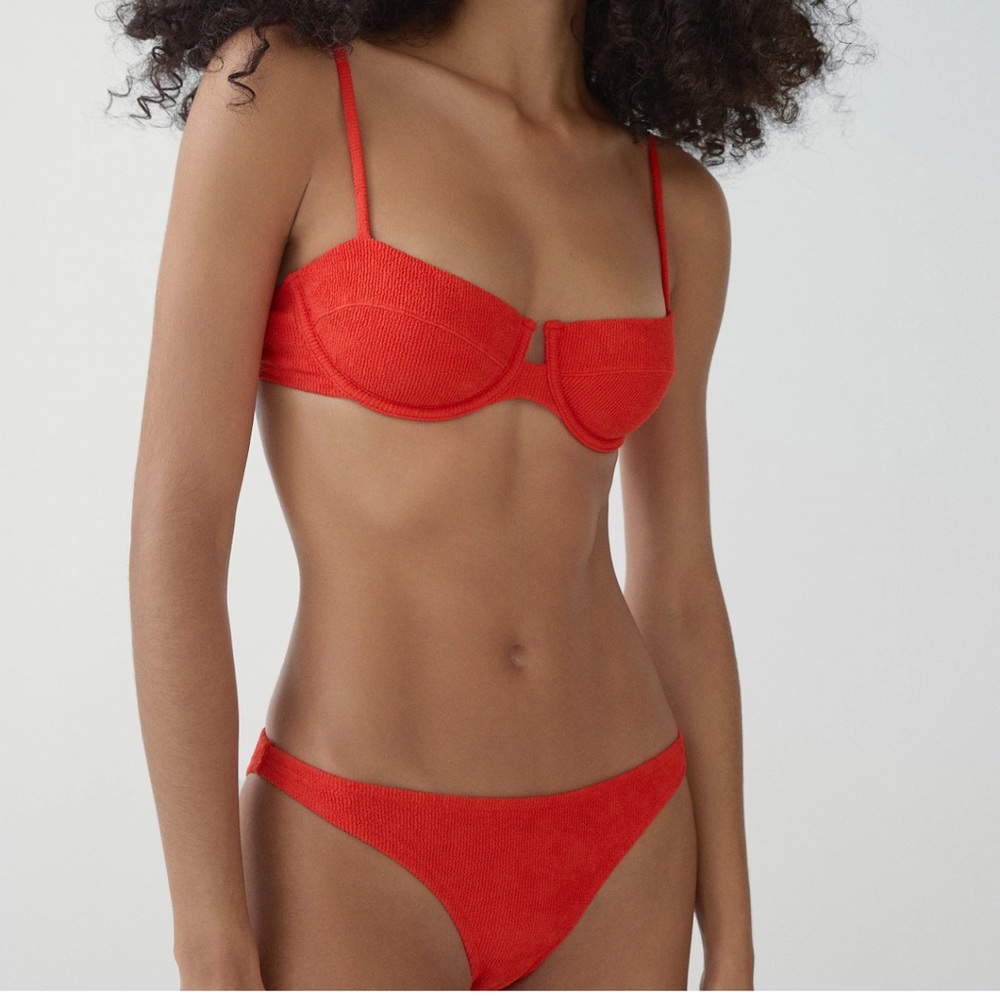 Mango Classic textured bikini bottoms